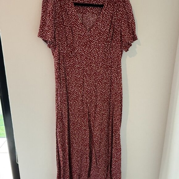 Levi’s Sarina Short-Sleeve Midi Dress | Red Floral | Size Large - Picture 2 of 6